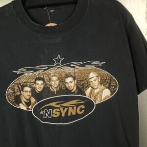 NSYNC Justin Timberlake Vintage 90s Distressed Boy Band Music Tee Shirt Small